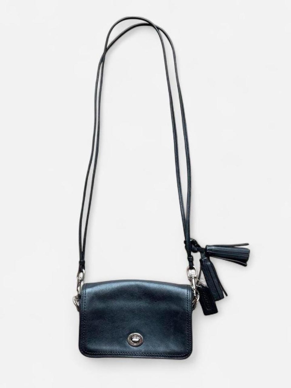 Coach black Legacy Penny black leather crossbody bag tassel purse